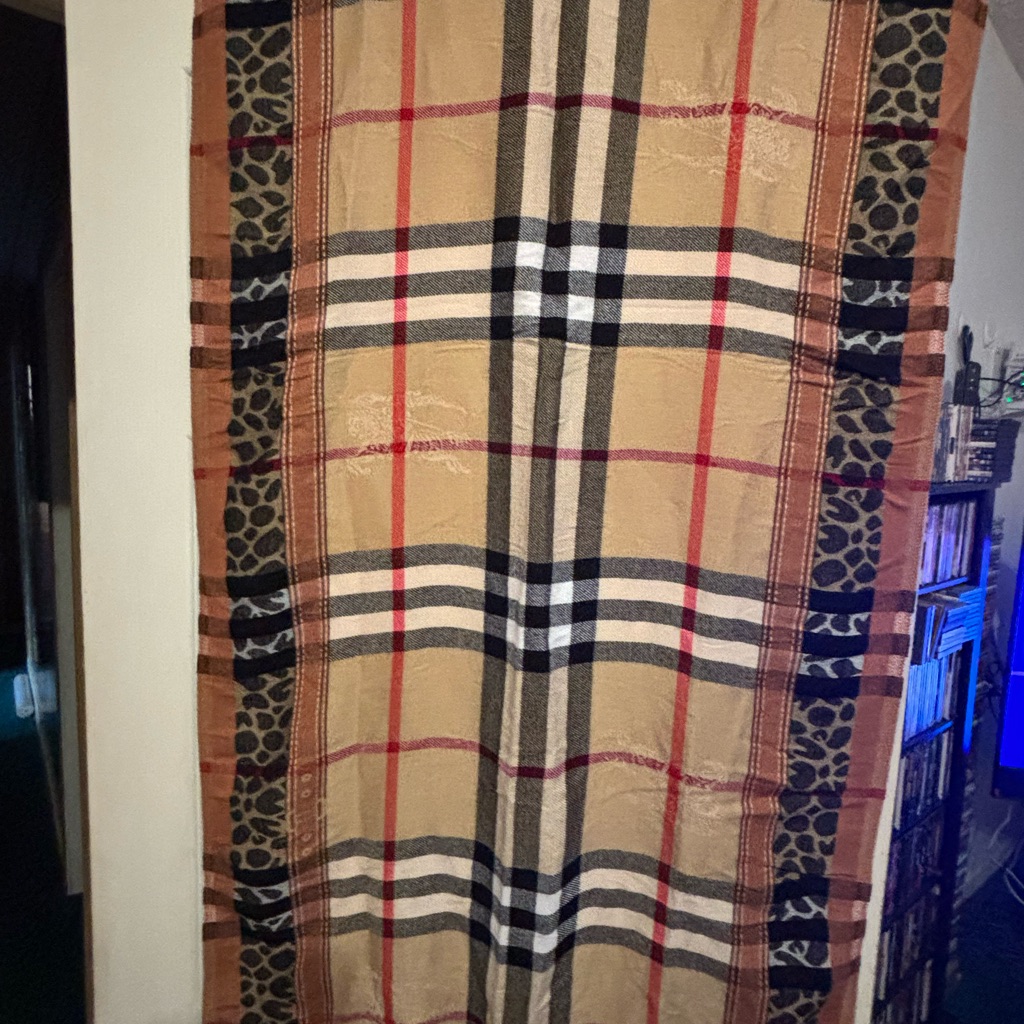 Burberry Red And Black Polka Dot Cashmere Scarf